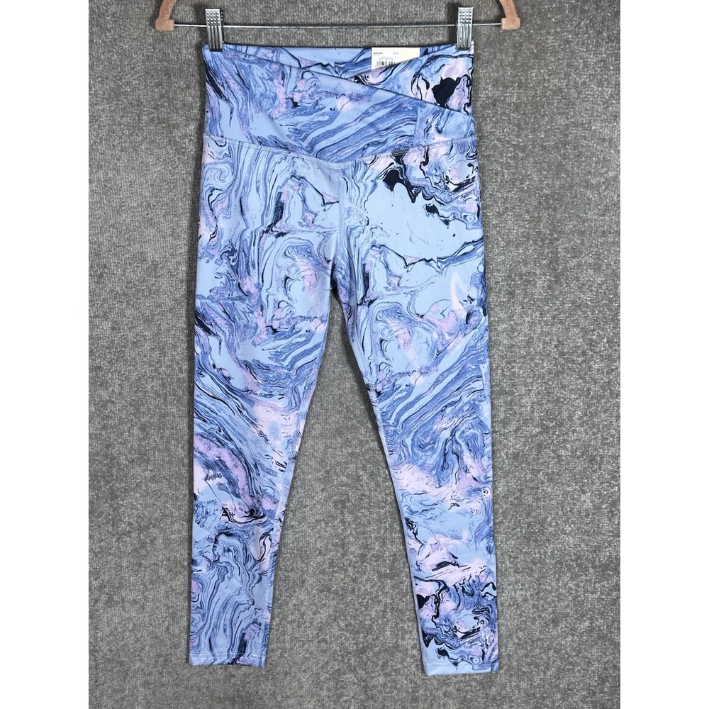 SO Brand High Rise Sporty Leggings Womens Size Small Blue Pink 7/8ths New‎
